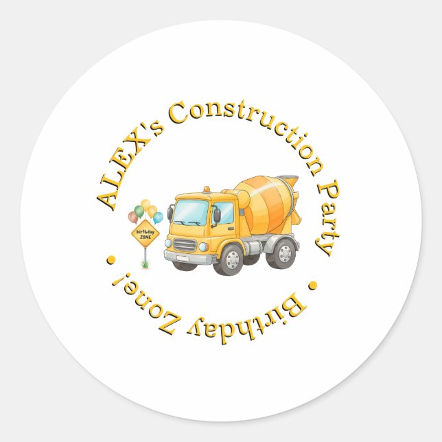 Construction Birthday Sticker | Birthday Zone (Front)