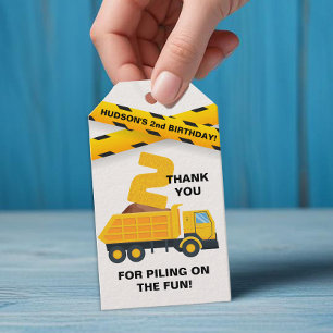 Construction Birthday Thank You Gift Tag