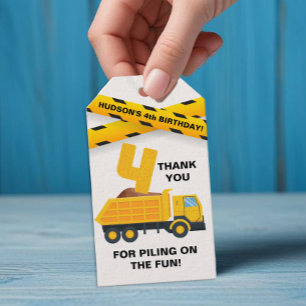 Construction Birthday Thank You Gift Tag