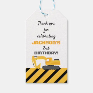 Construction Birthday Thank You Gift Tags