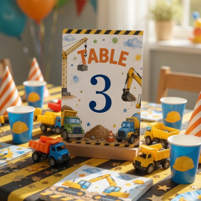 Construction Birthday Truck Birthday Party Table Number (Creator Uploaded)