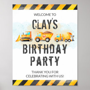 Construction Birthday Welcome 1st Birthday Poster