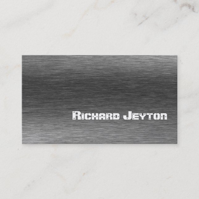 Construction black grey metal custom business card (Front)