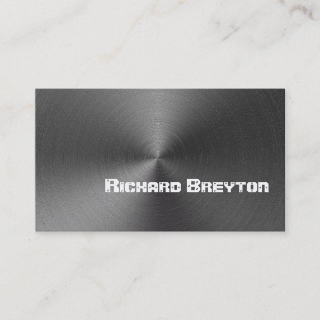 Construction black grey metal custom business card (Front)