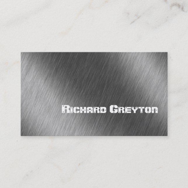 Construction black grey metal custom business card (Front)
