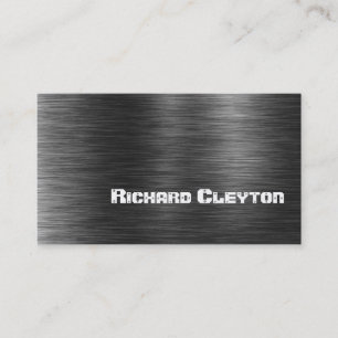 Construction black grey metal custom business card