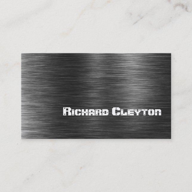 Construction black grey metal custom business card (Front)