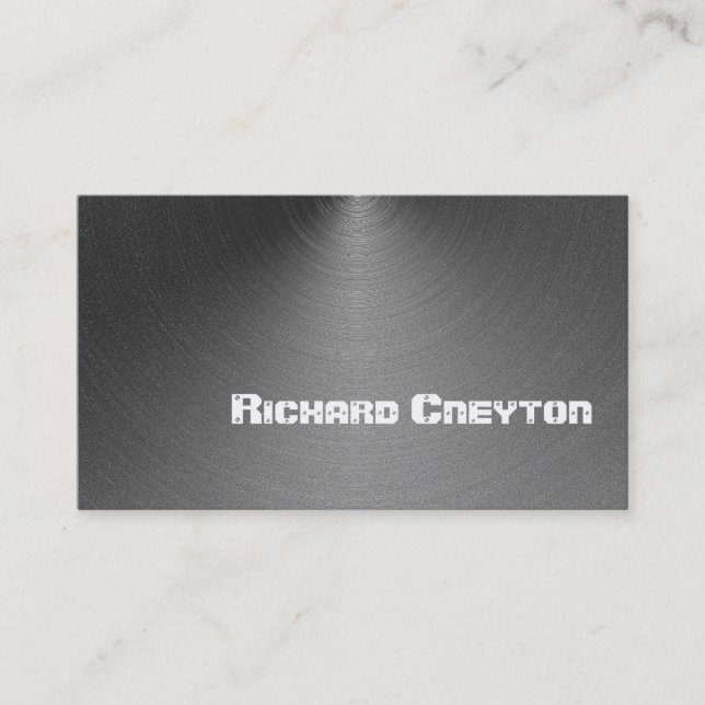 Construction black grey metal custom business card (Front)