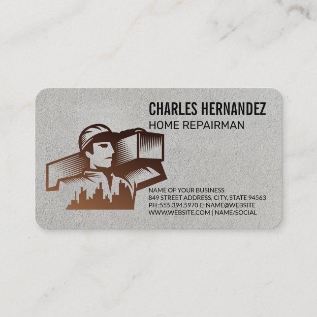 Construction Blue Collar | Builder Business Card (Front)