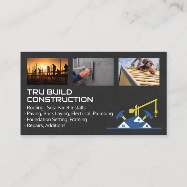 Construction Blue Collar | General Contractor Business Card (Front)