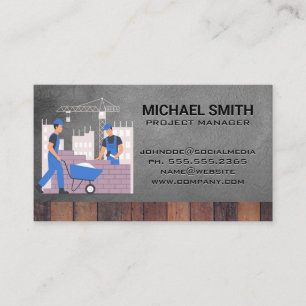 Construction Blue Collar Workers on Job Site Business Card