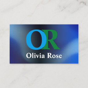 Construction Blue Monogram Business Card