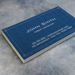Construction Blueprint Cement Contractor Business Card
