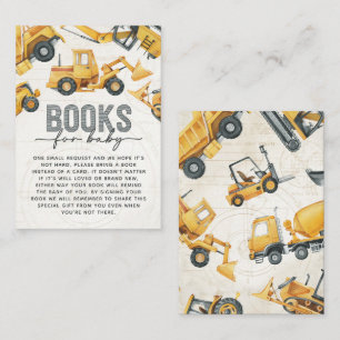 Construction Book Request for Baby Card Insert