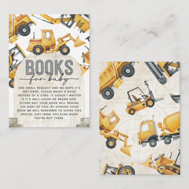 Construction Book Request for Baby Card Insert (Front/Back)