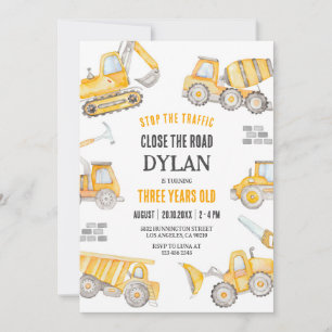 Construction Boy Birthday Invitation