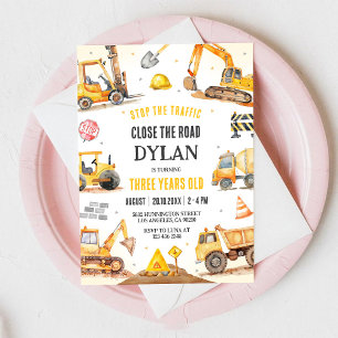 Construction Boy Birthday Invitation