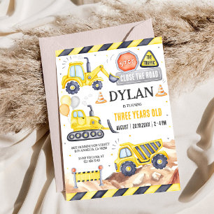 Construction Boy Birthday Invitation