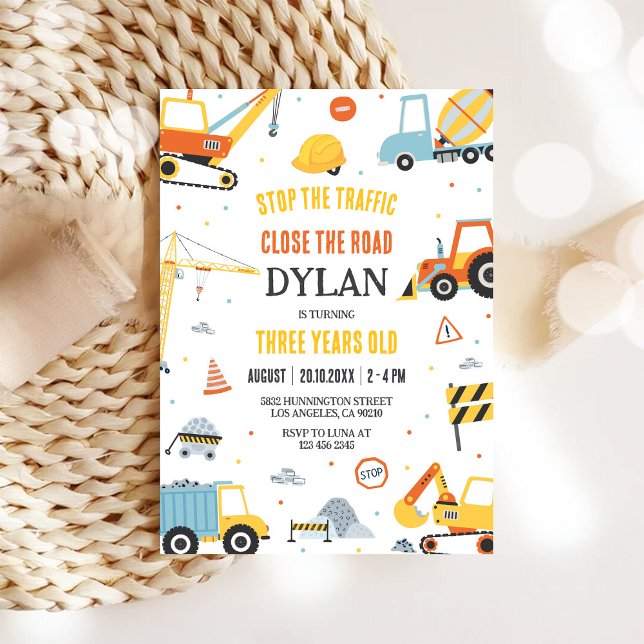 Construction Boy Birthday Invitation (Creator Uploaded)