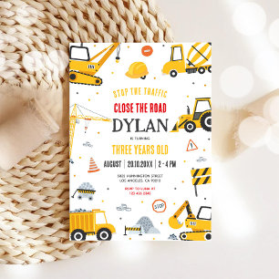 Construction Boy Birthday Invitation
