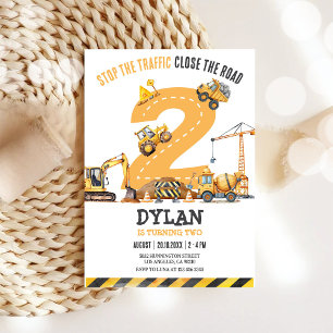 Construction Boy Birthday Invitation