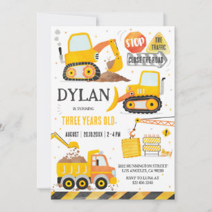 Construction Boy Birthday Invitation