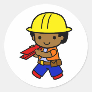 Construction Boy Classic Round Sticker