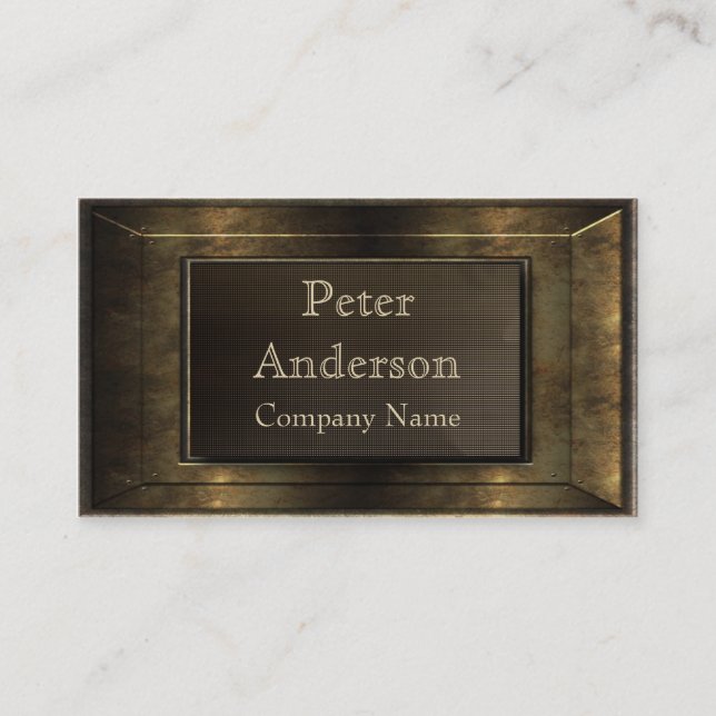 Construction Bronze Metal Frame Business Card (Front)