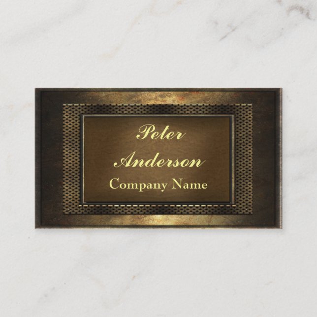 Construction Bronze Metal Frame Business Card (Front)