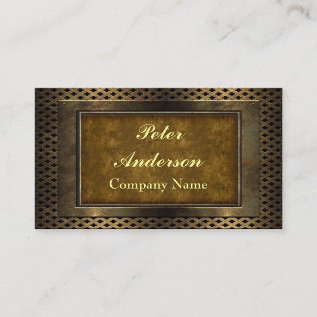Construction Bronze Metal Frame Business Card (Front)