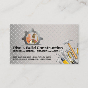 Construction Build Site Blue Collar Tools Business Card