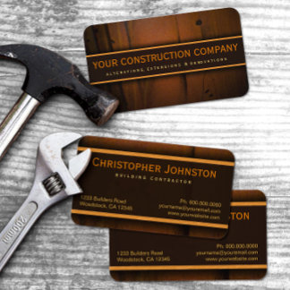 Construction Builder Contractor Faux Pine Wood Business Card