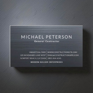 Construction Builder Developer Brushed Steel Blue Business Card