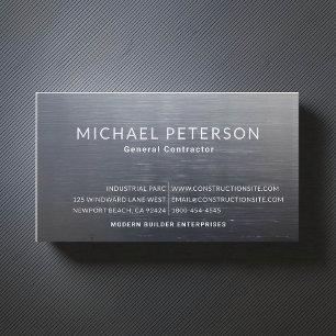Construction Builder Developer Brushed Steel Dark Business Card