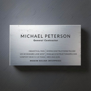 Construction Builder Developer Brushed Steel Metal Business Card