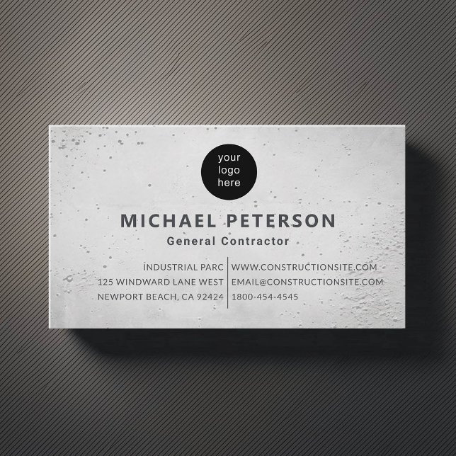 Construction Builder Developer Cement Modern Logo Business Card (construction company builder remodeling logo business card concrete simple minimalist modern)