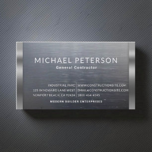 Construction Builder Developer Modern Dark Steel Business Card