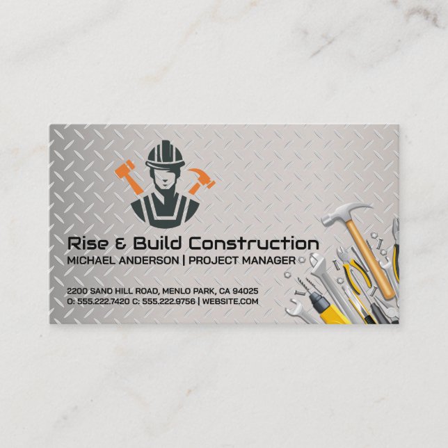 Construction Builder | Hammer Builder Tools Business Card (Front)