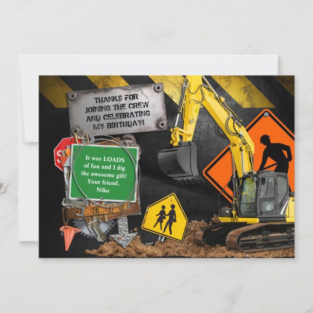 Construction Builder Thank You Card (Front)