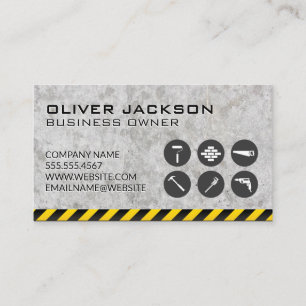Construction   Builder Tools   Concrete Caution Business Card