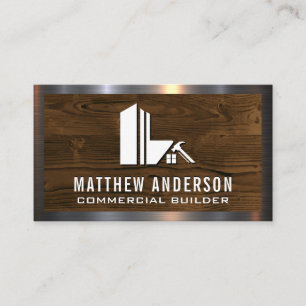 Construction Builder   Wood and Steel Business Card