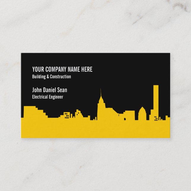 Construction Building - City Skyline Business Card (Front)