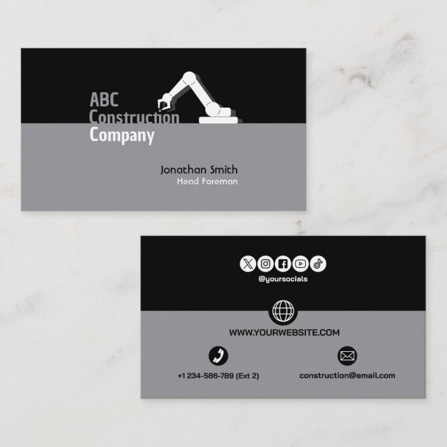 Construction Building Crane Business Card (Front/Back)