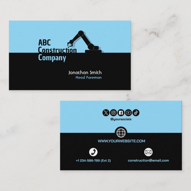 Construction Building Crane Business Card (Front/Back)