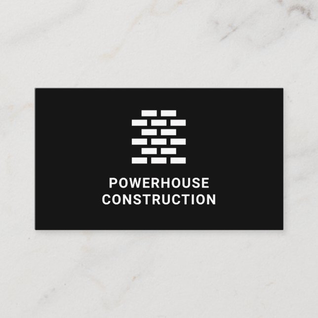 Construction Building Firm Brick Pattern Black Business Card (Front)