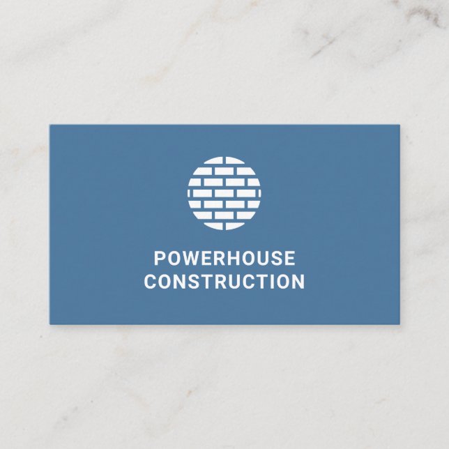 Construction Building Firm Brickwork Logo Navy Business Card (Front)