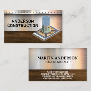 Construction Building   Metal Rivets Wood Business Card