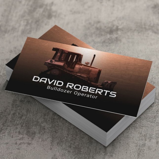 Construction Bulldozer Plant Operator Copper  Business Card (Creator Uploaded)