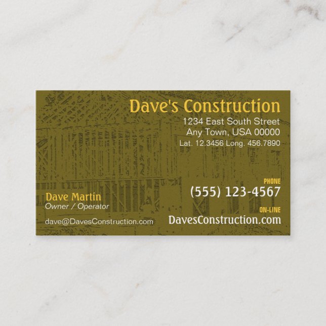 Construction Business Card (Front)