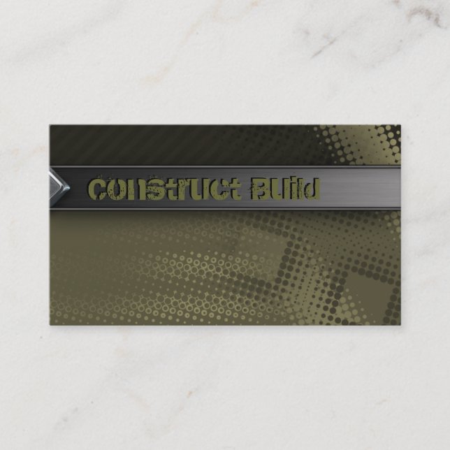 Construction Business Card Grunge metal dots green (Front)
